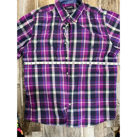 Men's Chaps Purple Plaid Long Sleeve, Button Down - XL - Picture 4 of 5